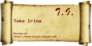 Teke Irina névjegykártya
